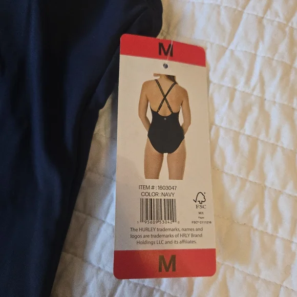 Hurley Women Medium One Piece Bikini Navy Blue New 022025 - Picture 5 of 7